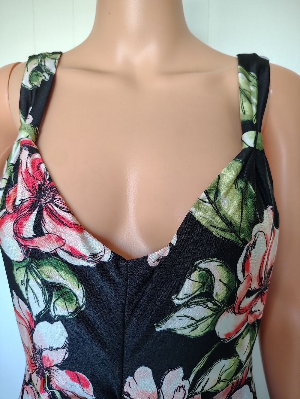 Loft Floral Tie-Front Sheath Dress - Black/Pink Size L - Picture 3 of 14